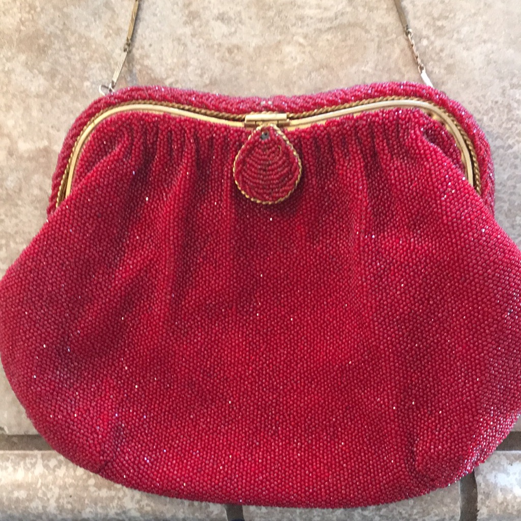 Ruby Red Beaded Purse